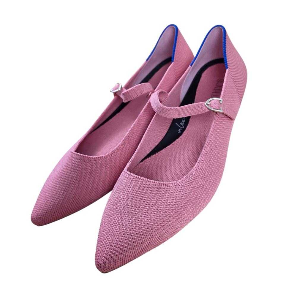 Rothy’s The Point Mary Jane II in Tulip Pink Strappy Ballet Flats Size 9 Knit